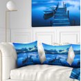thumbnail image 1 of Designart Cloudy Blue Sky with Pier - Seascape Throw Pillow - 18x18, 1 of 5