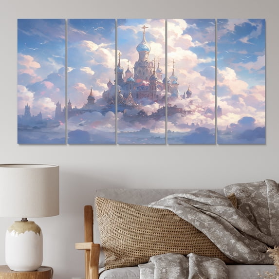 Designart "Cloudy Castle I" Castles Metal Wall Décor Set