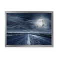 thumbnail image 1 of Designart 'Cloudy Full Moon Over Asphalt Road II' Nautical & Coastal Framed Art Print, 1 of 4
