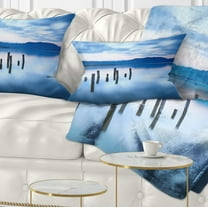 Designart Cloudy Sky Above Lake - Seascape Throw Pillow - 12x20