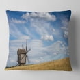 thumbnail image 1 of Designart Cloudy Sky and Windmill Summer day - Landscape Printed Throw Pillow - 18x18, 1 of 4