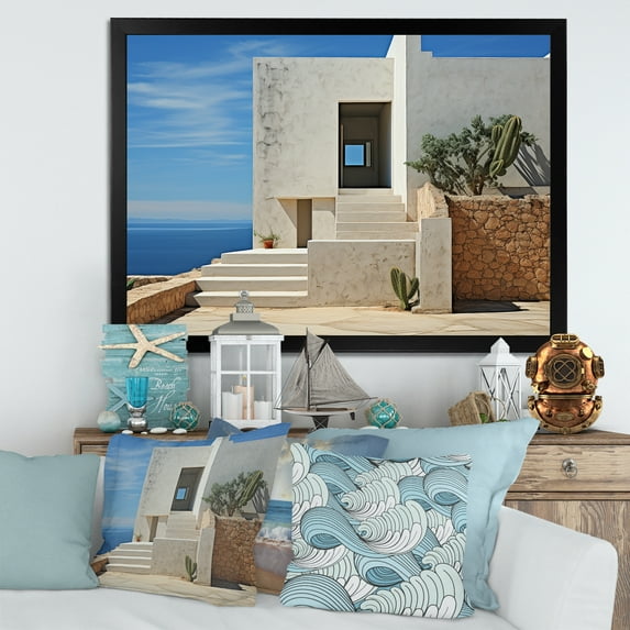 Designart "Coastal Abode Serenity" Aquariums Picture Framed Wall Decor