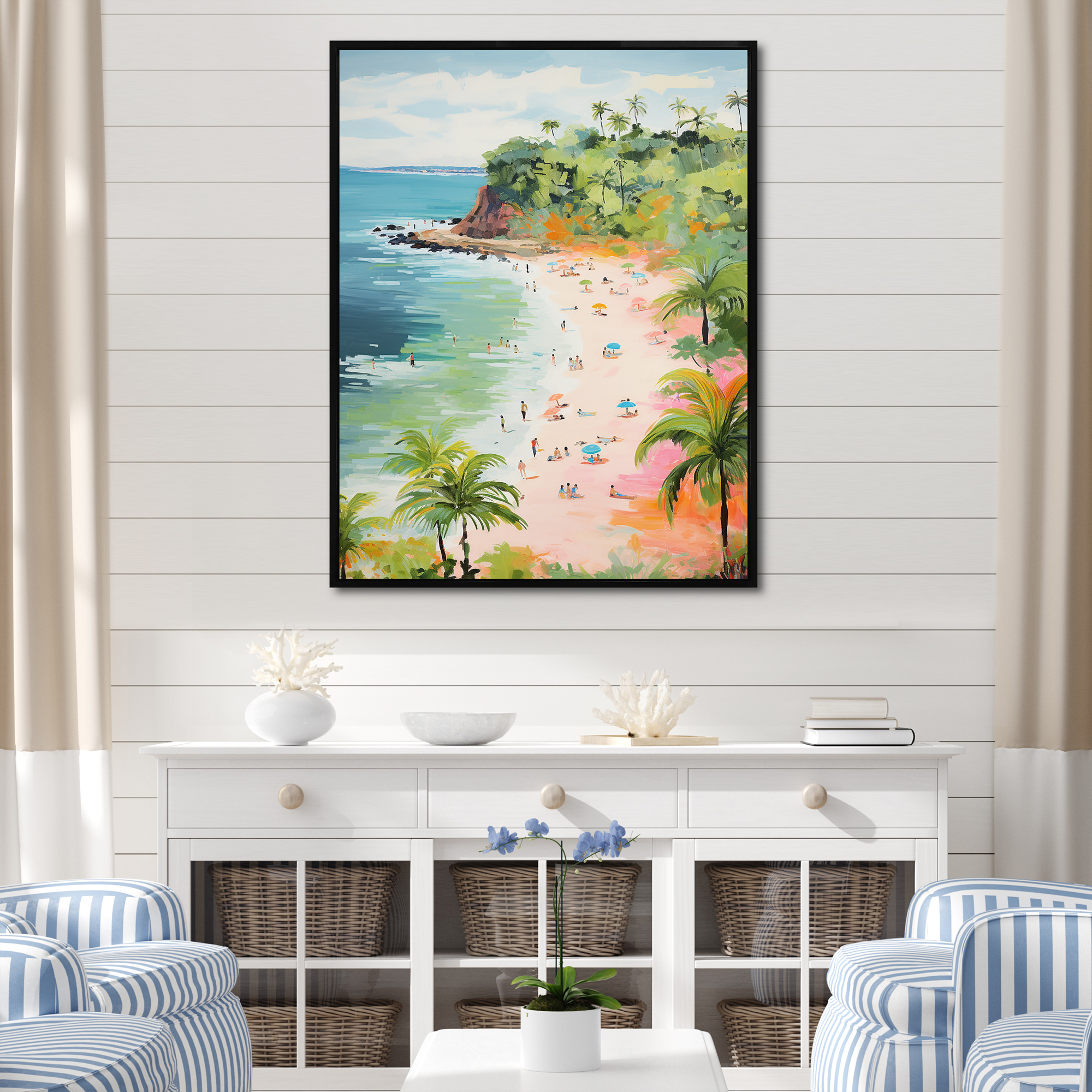 Photo inspiration: Fresh Look at Designart Coastal Beach Paradise In Pastel Colors Iv Coastal Framed
