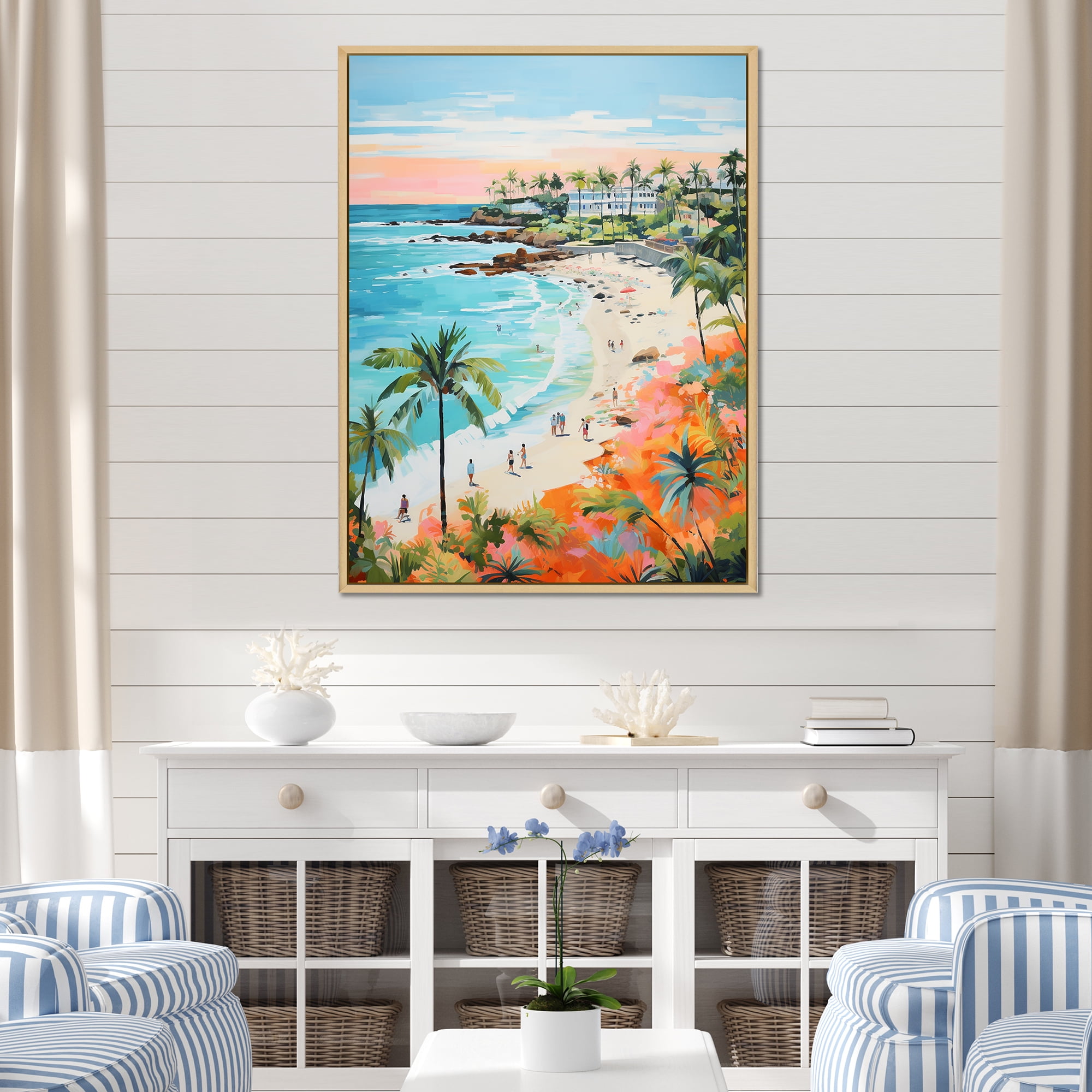 Designart "Coastal Beach Scene Paradise in Pastel Colors II" Coastal ...