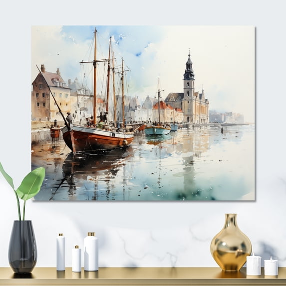 Designart "Coastal Beauty Denmark Dutch painting II" Cityscapes Metal Wall Art