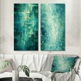 thumbnail image 1 of Designart "Coastal Bliss Abstract Cubist in Turquoise" Abstract Painting Wall Art Set Of 2 - Modern Gold Wall Decor Set Of 2, 1 of 6