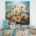 Designart "Coastal Blue with White Daisy Flowers" Floral Framed Wall