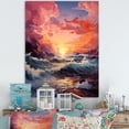 thumbnail image 1 of Designart "Coastal Breeze Stormy Sunset III" Landscapes Canvas Wall Art - Traditional Yellow Sunset Bedroom Canvas Wall Art, 1 of 6