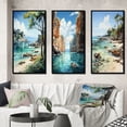 thumbnail image 1 of Designart "Coastal Breeze Thai Tree" Nautical & Beach Framed Wall Art Set Of 3 - Teal Thailand Frame Gallery Wall Set For Home Decor, 1 of 7