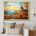 thumbnail image 1 of Designart "Coastal Breeze with Windmill Charm" Architecture Framed Wall Art Decor - Industrial Blue Wind Turbines Bedroom Framed Canvas Wall Art, 1 of 6