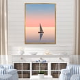 thumbnail image 1 of Designart "Coastal Calm with Pink & Blue Sailboat" Coastal Floater Framed Wall Art Prints, 1 of 5