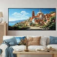 thumbnail image 1 of Designart "Coastal Charm Italian Village II" Extra Large Landscapes Framed Wall Art - Global Green Landscape Italy Entryway Framed Wall Art, 1 of 7