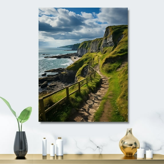 Designart "Coastal Cliffs of Normandy French Grandeur II" France Metal Art Living Room