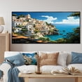 thumbnail image 1 of Designart "Coastal Dream Capri, Italy Landscape III" Oversized Landscapes Framed Wall Art - Global Blue Landscape Italy Bedroom Framed Canvas Wall Art, 1 of 6
