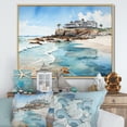 thumbnail image 1 of Designart "Coastal Dream House On The Horizon I" Coastal Pier Floater Framed Canvas Wall Art, 1 of 5