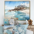 thumbnail image 1 of Designart "Coastal Dream House On The Horizon I" Coastal Pier Floater Framed Canvas Wall Art, 1 of 5