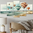 thumbnail image 1 of Designart "Coastal Flight Balloon Perspective I" Transportation Metal Wall Art Set, 1 of 5