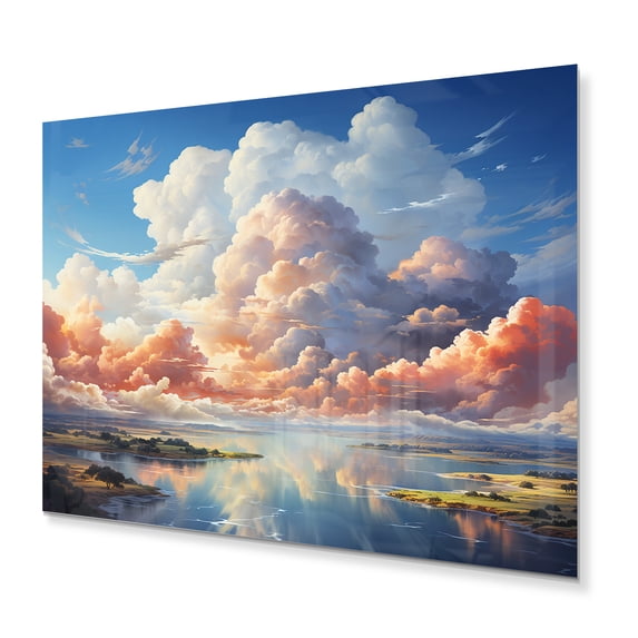 Designart "Coastal Horizon Clouds III" Landscapes Metal Wall Art