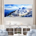 thumbnail image 1 of Designart "Coastal Orthodox Church Greece III" Oversized Landscapes Framed Wall Art - Country Blue Greece Living Room Framed Canvas Art, 1 of 7