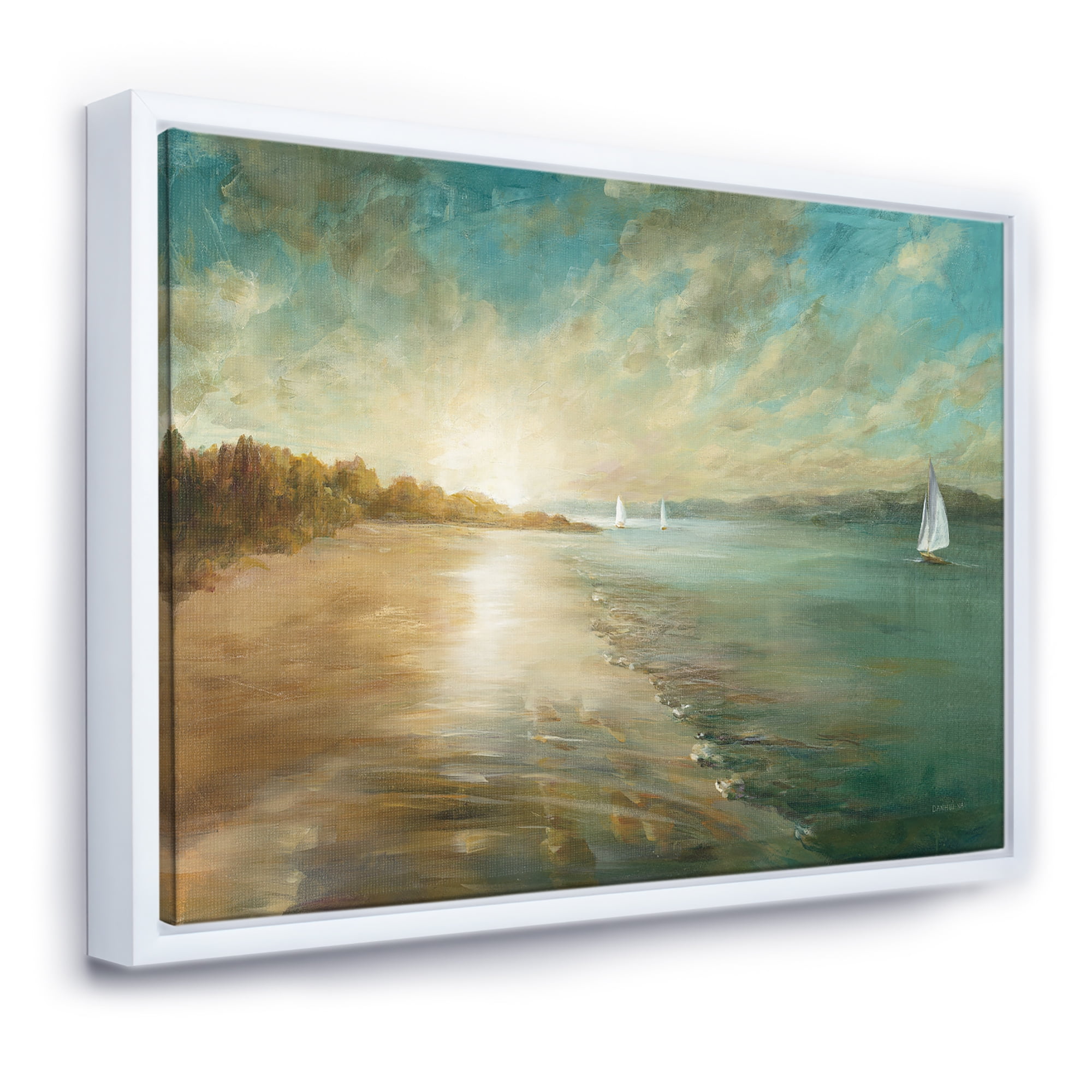 Designart ' Coastal Pastel Horizon ' Nautical & Coastal Framed Canvas