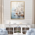 thumbnail image 1 of Designart "Coastal Port In Minimalist Style" Port Landscape Floater Framed Wall Art Prints, 1 of 5