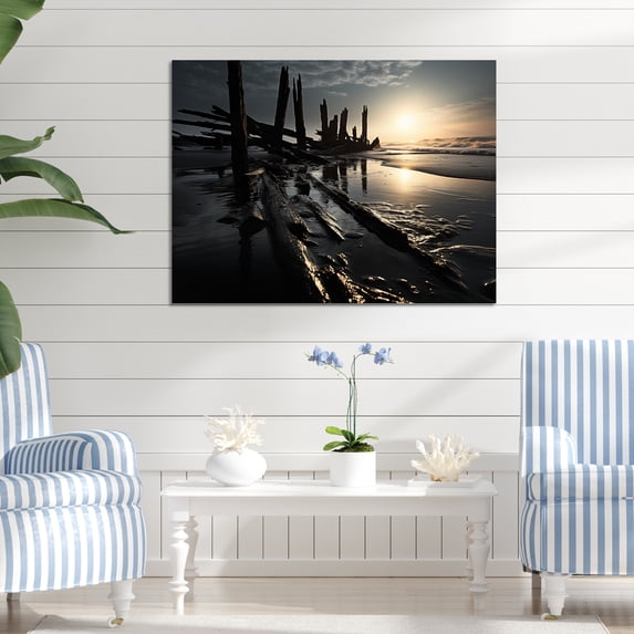 Designart "Coastal Reverie Beach Photo II" Nautical & Beach Metal Wall Art