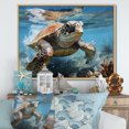 thumbnail image 1 of Designart "Coastal Scene In Watercolor" Animals Turtle Floater Framed Wall Art Prints, 1 of 5