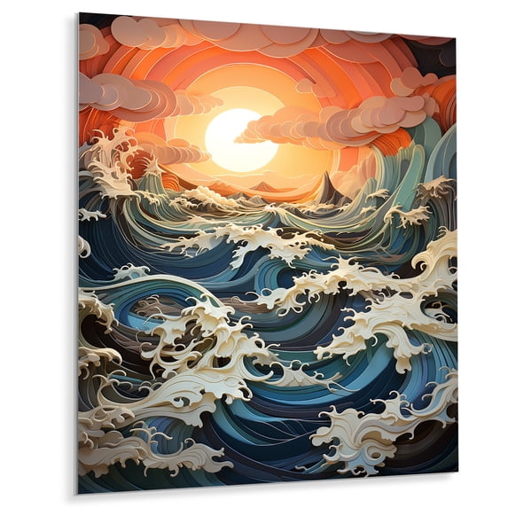 Designart "Coastal Seagull Euphony Papercut I" Seagull Metal Wall Art Prints