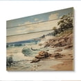thumbnail image 1 of Designart "Coastal Serenity Rocky Beach painting II" Nautical & Beach Print on Natural Pine Wood, 1 of 5