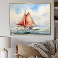 thumbnail image 1 of Designart "Coastal Serenity Watercolor Sailboat on Horizon II" Transportation Framed Wall Art - Modern White Boat Sailing Entryway Framed Wall Art, 1 of 6
