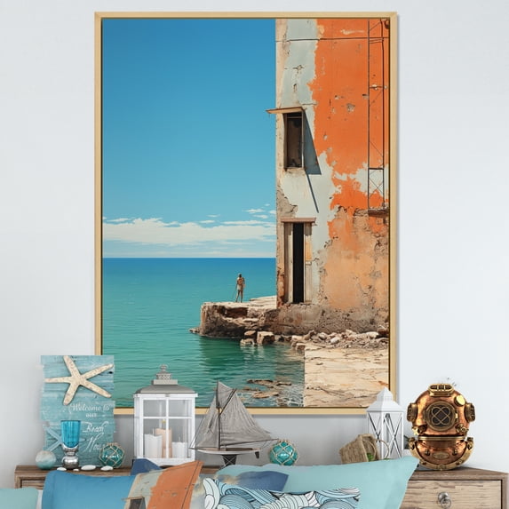 Designart "Coastal Simplicity Photo III" Nautical & Beach Floater Framed Wall Art Living Room