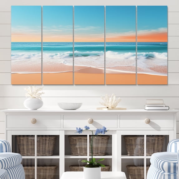 Designart "Coastal Simplicity Photo V" Landscapes Metal Art Print Set