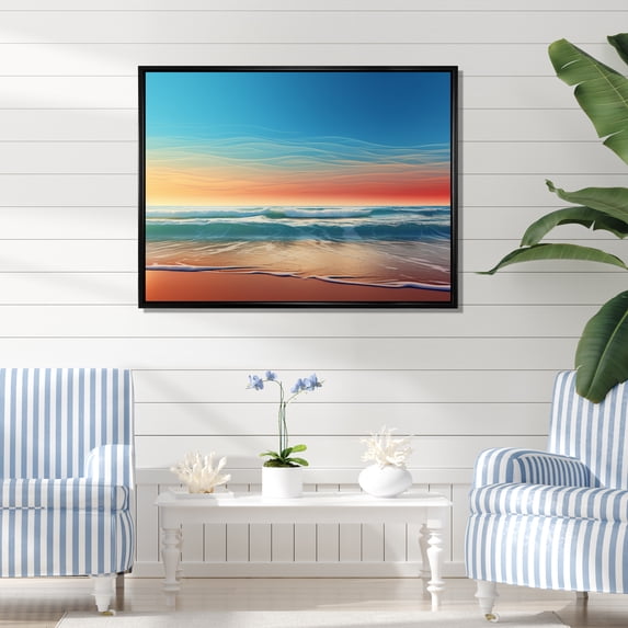 Designart "Coastal Simplicity Photo XIV" Landscapes Floater Framed Canvas Wall Art