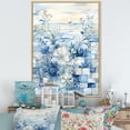 thumbnail image 1 of Designart "Coastal Tiles Collage in White and Blue I" Abstract Framed Wall Art - Modern White Abstract Botanicals Hallway Framed Wall Art Decor, 1 of 6