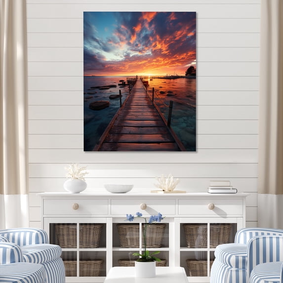 Designart "Coastal Tranquility Pier and Dock Views IV" Nautical & Beach Canvas Print