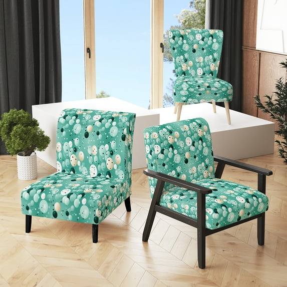 Designart "Coastal Tranquility Polka Dots Pattern" Upholstered Polka Dots Accent Chair and Modern & Contemporary Arm Chair - Multiple Color & Pattern