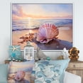 thumbnail image 1 of Designart "Coastal Treasures Sunset Seashell Collection II" Coastal Framed Wall Art - Coastal Blue Coastal Beach Hallway Framed Wall Art Decor, 1 of 6