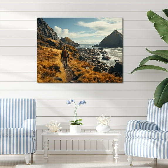 Designart "Coastal Wanderer Rocky Beach wall art I" Nautical & Beach Wall Art Print