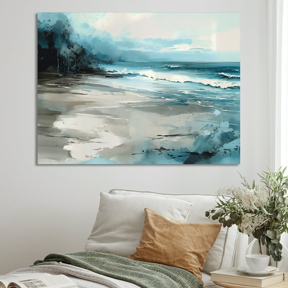 Designart "Coastal Waves IV" Modern Landscape Beach Wall Decor