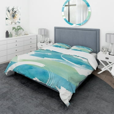 Designart 'Coastal watercolors I' Geometric Duvet Cover Set