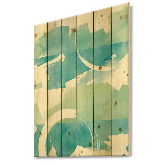 Designart 'Coastal watercolors I' Transitional Print on Natural Pine Wood