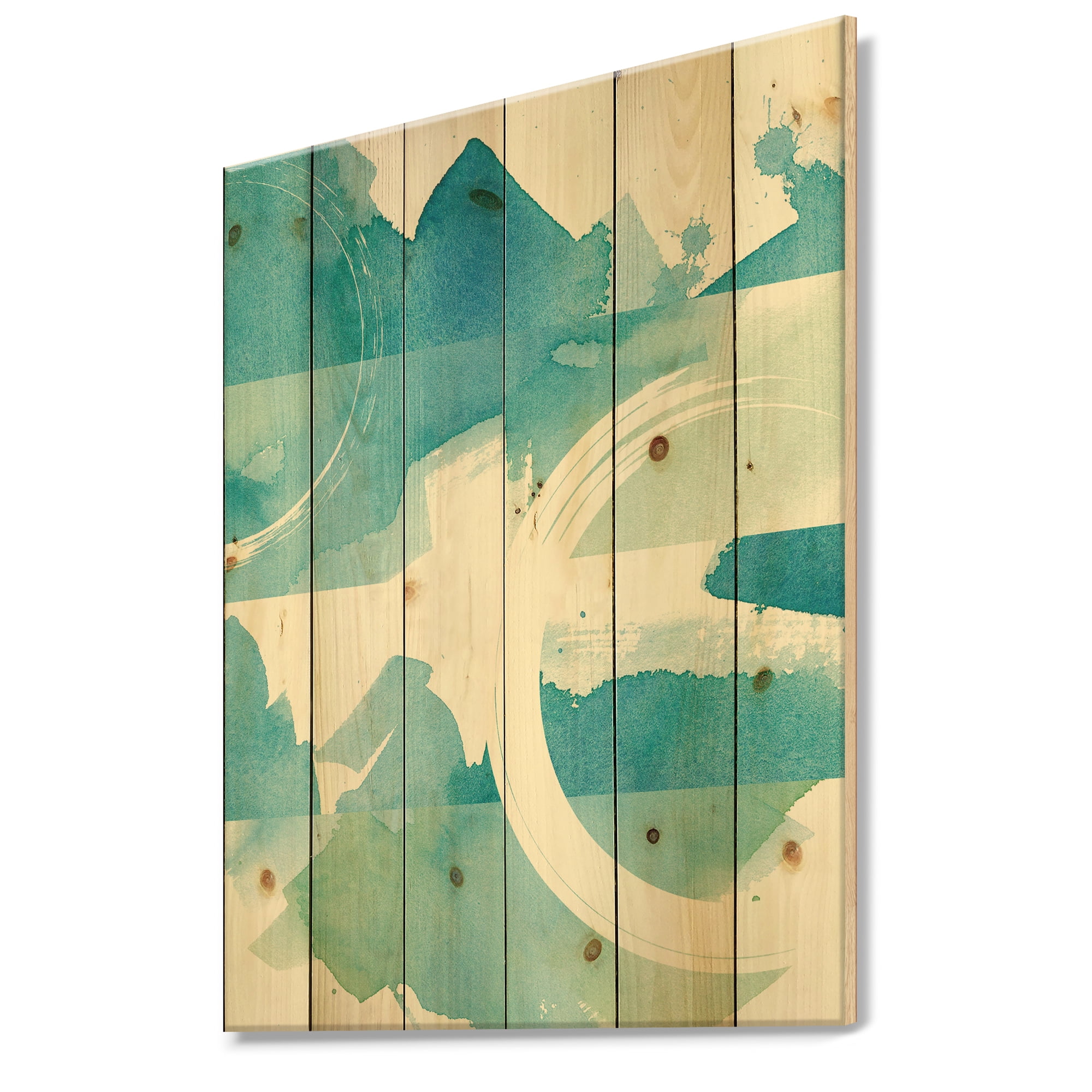 Designart 'Coastal watercolors II' Transitional Print on Natural Pine Wood