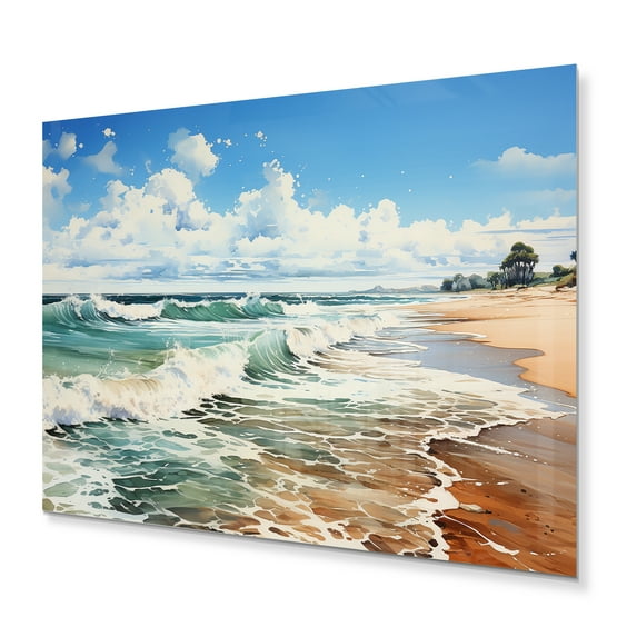 Designart "Coastalbeachsand Sandy Serenity Painting VI" Landscapes Metal Art Living Room