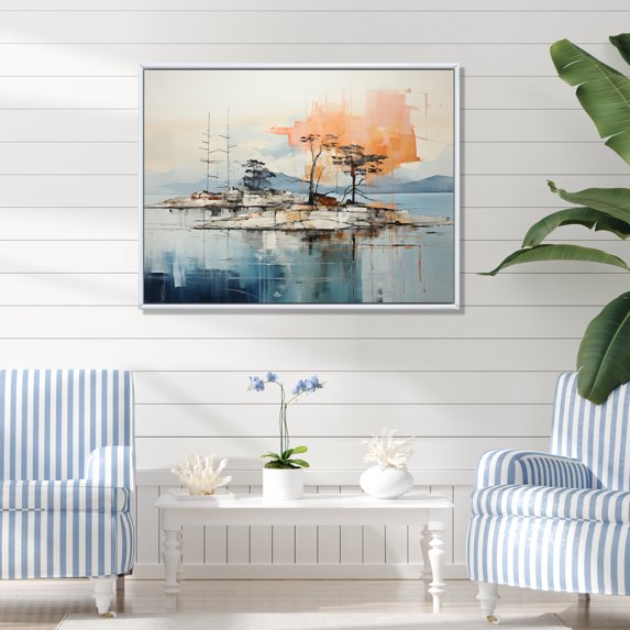 Designart "Coastalminimalism Coastal gracefulness" Modern Floater Framed Canvas Wall Art