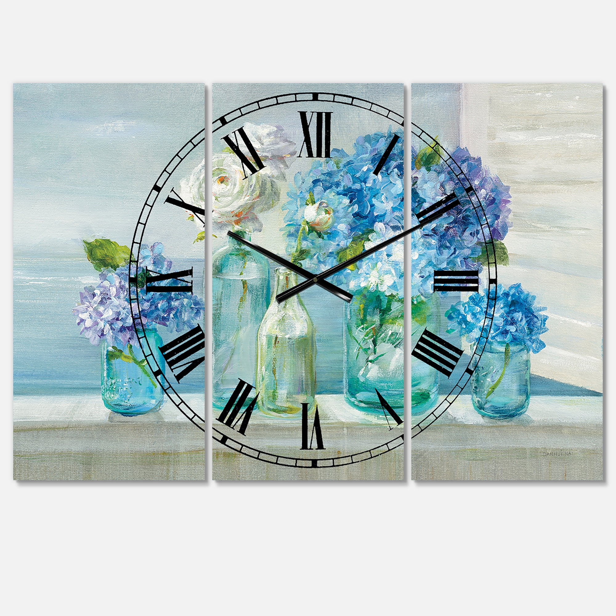 Designart 'Coastl Flowers Bouquets' Coastal Wall Clock