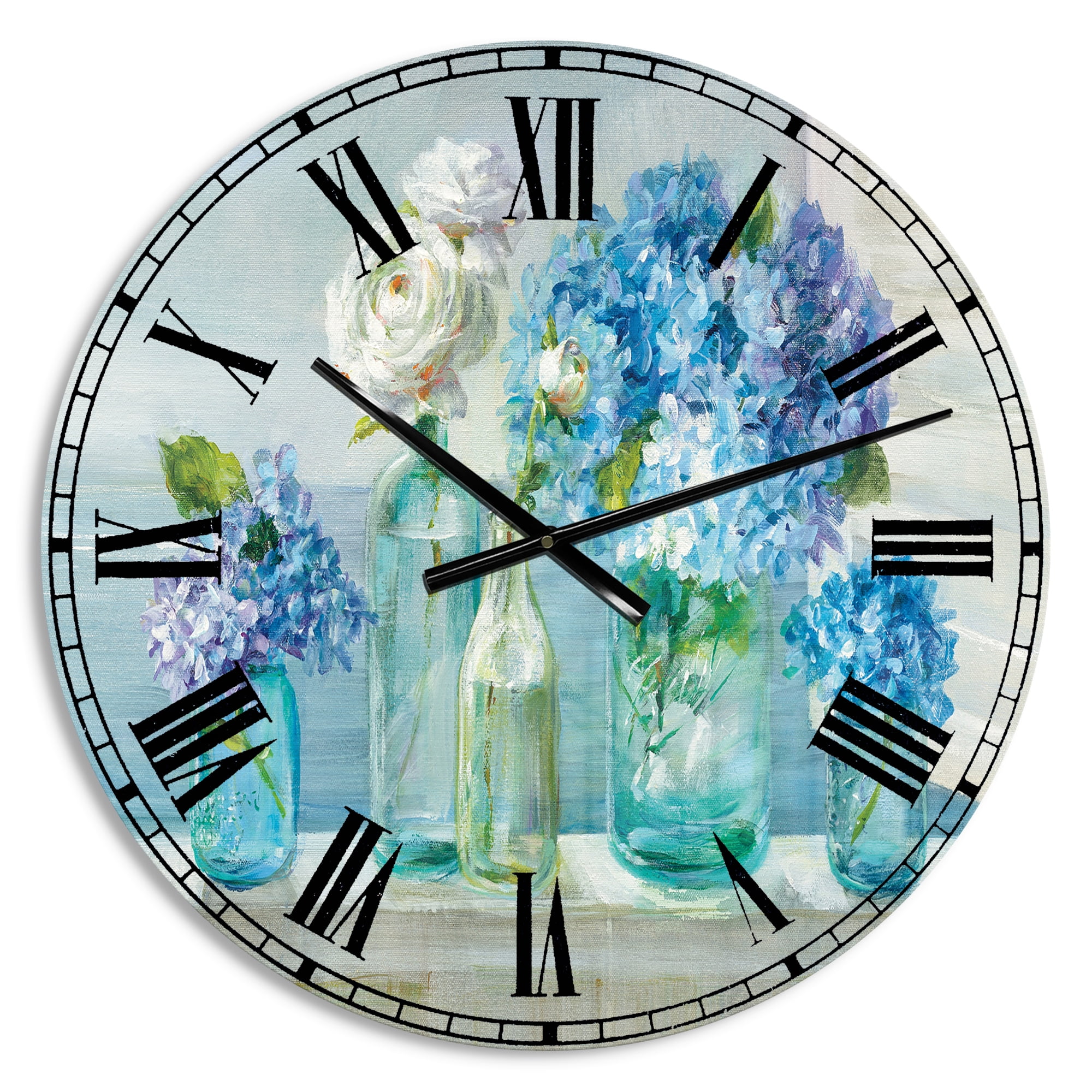 Designart 'Coastl Flowers Bouquets' Coastal Wall Clock