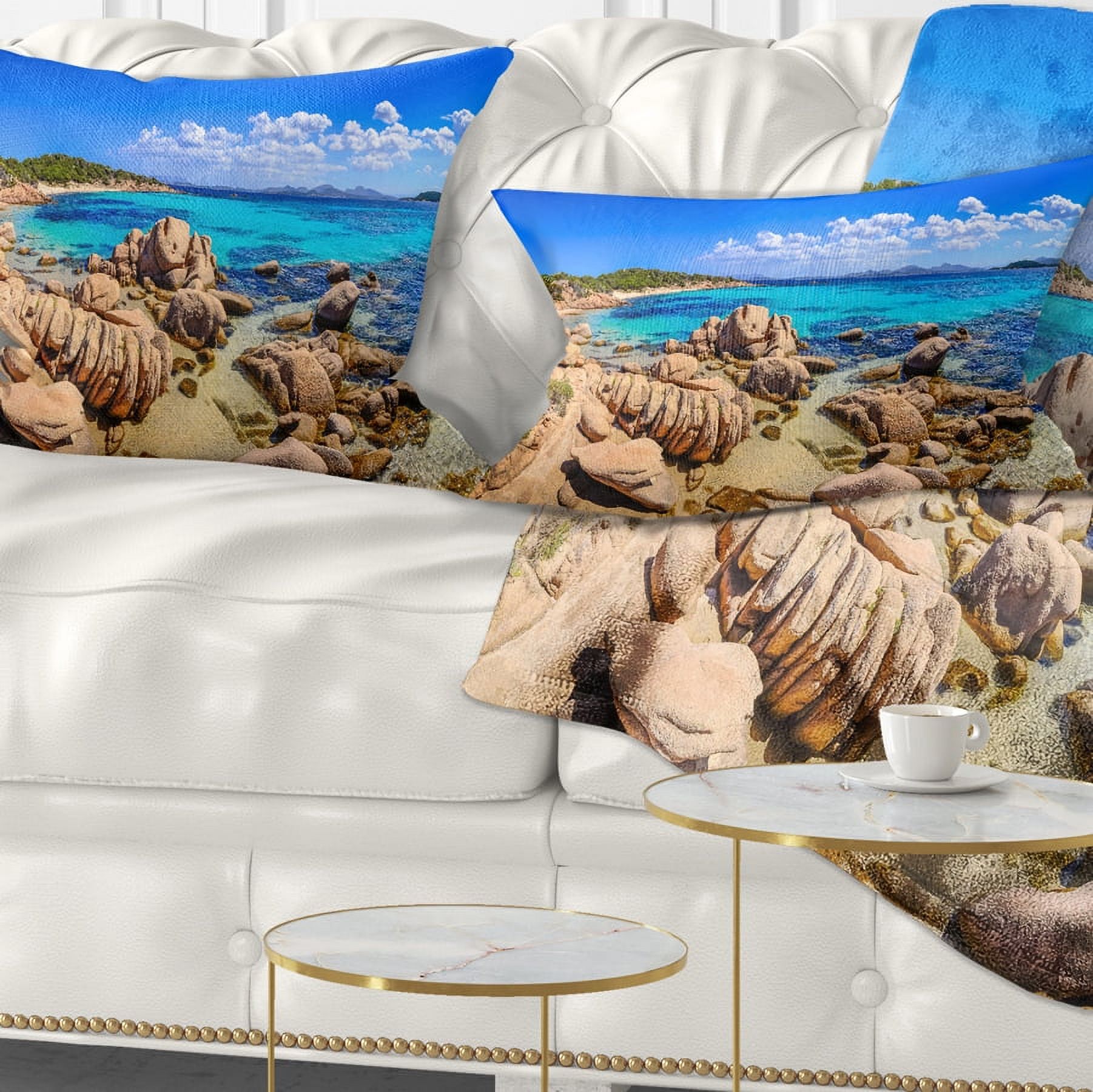 Designart Coastline Panorama - Beach Photography Throw Pillow - 12x20