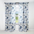 thumbnail image 1 of Designart "Cobalt Floral Damask I" Botanical Traditional Curtain, Floral Single Panel, 1 of 6