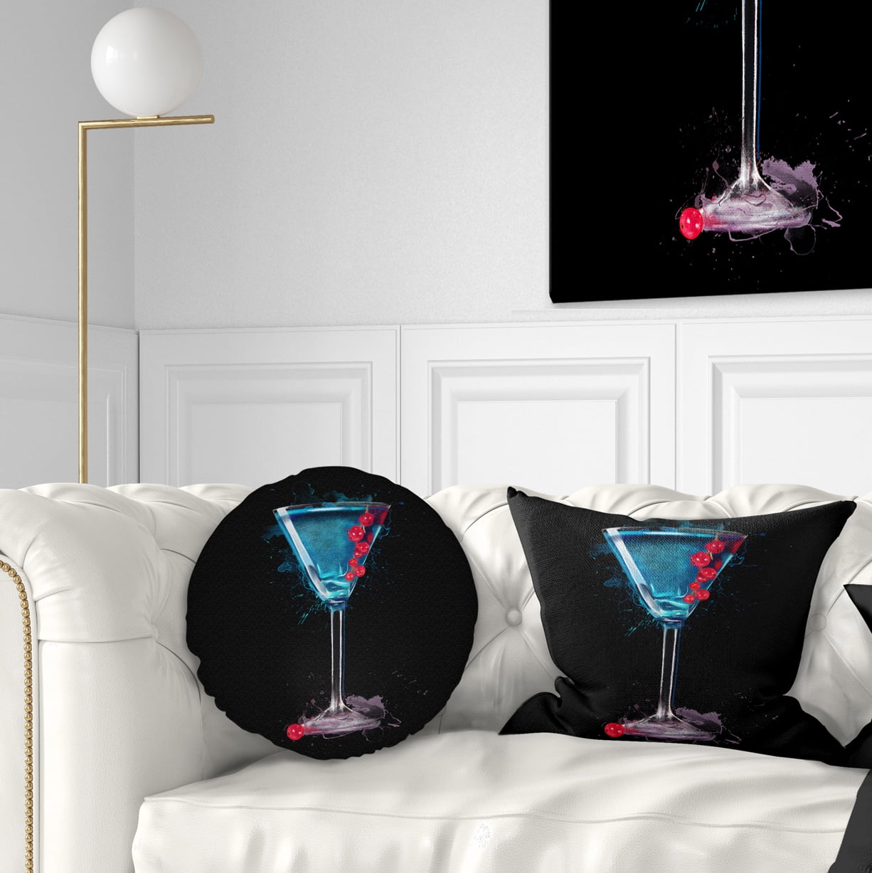 Designart Cocktail Margarita with Berries - Modern Throw Pillow - 12x20