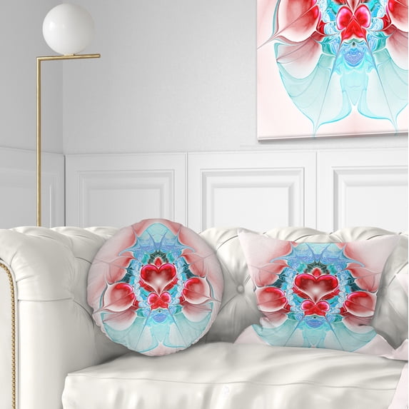 Designart Cold Extraterrestrial Fractal Heart Red - Floral Throw Pillow - 12x20